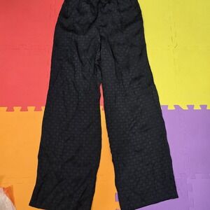 H&M Black Jacquard Wide Leg Pajama Style Pants Women's XS Drawstring Elastic...